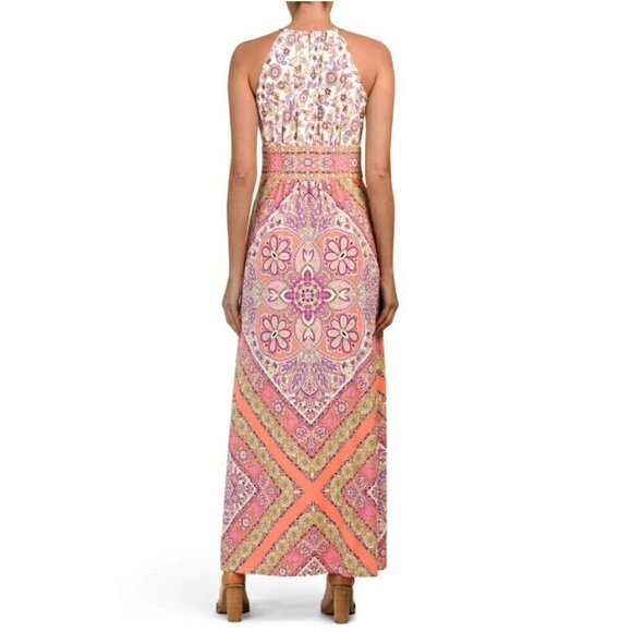 New! London Times Women's Halter Neck Printed Maxi Dress Size: 8 - Picture 2 of 6